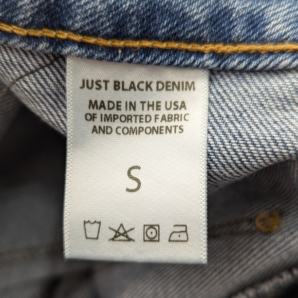 Just Black Denim High Waist Front Pocket Midi Skirt Blue Jean Modest Split Hem S - Picture 7 of 8